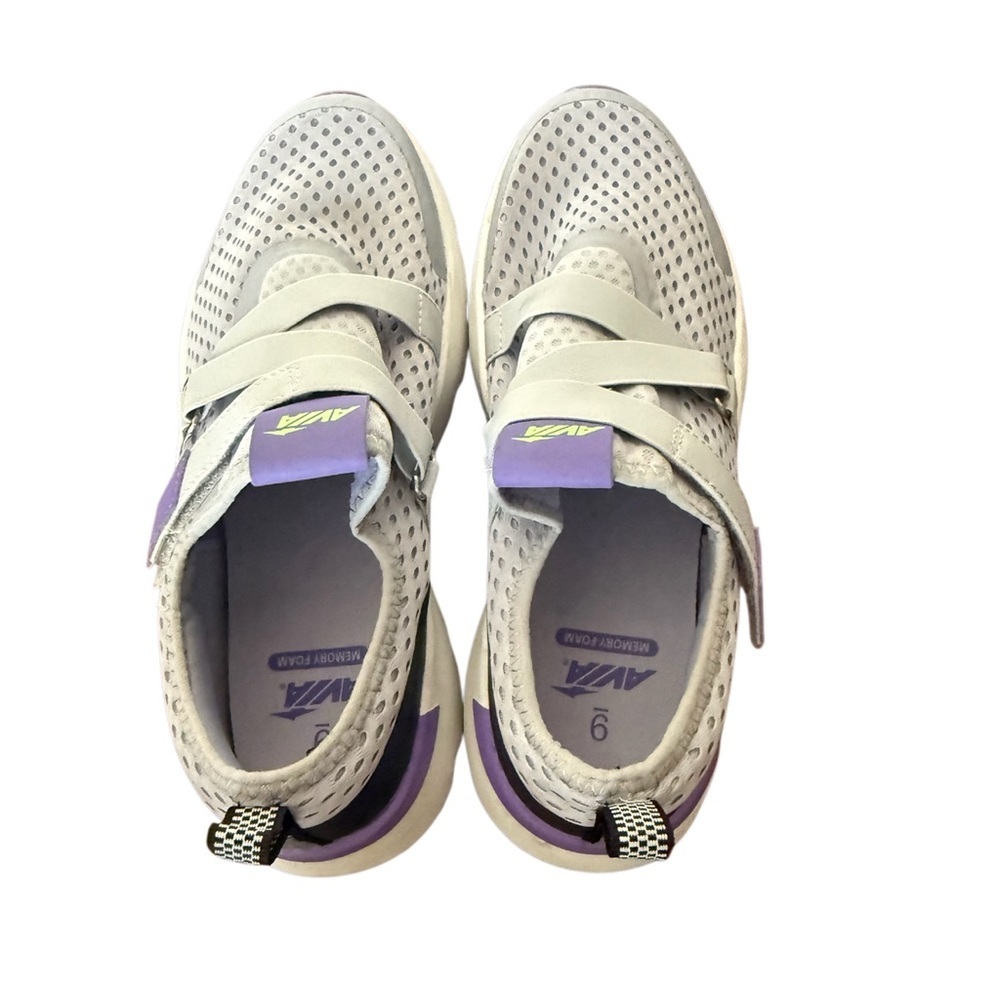 Avia Adjustable Memory Foam Light Gray Sneakers with Purple Highlights-Size 9 - Picture 3 of 11